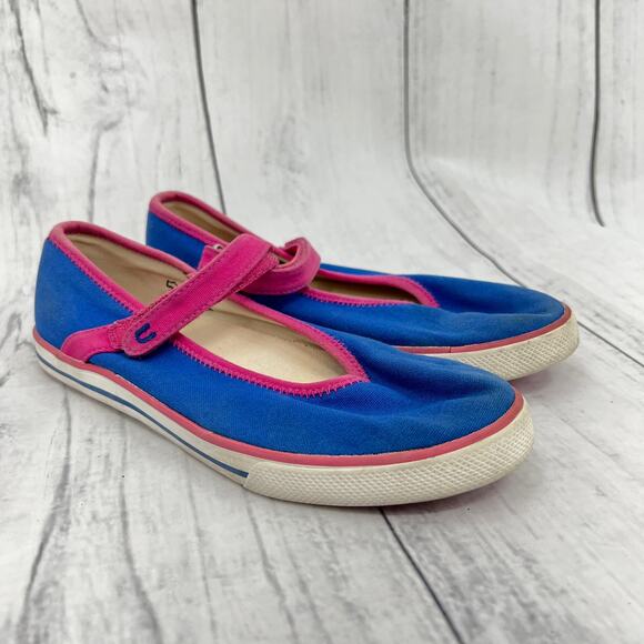 Umi Hana C II size 2 Girls Blue Pink Mary Jane Flat Canvas Sneakers Shoes - Picture 1 of 11
